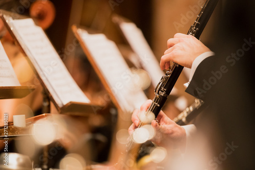 Obraz na plátně clarinet during a classical concert music, close-up.