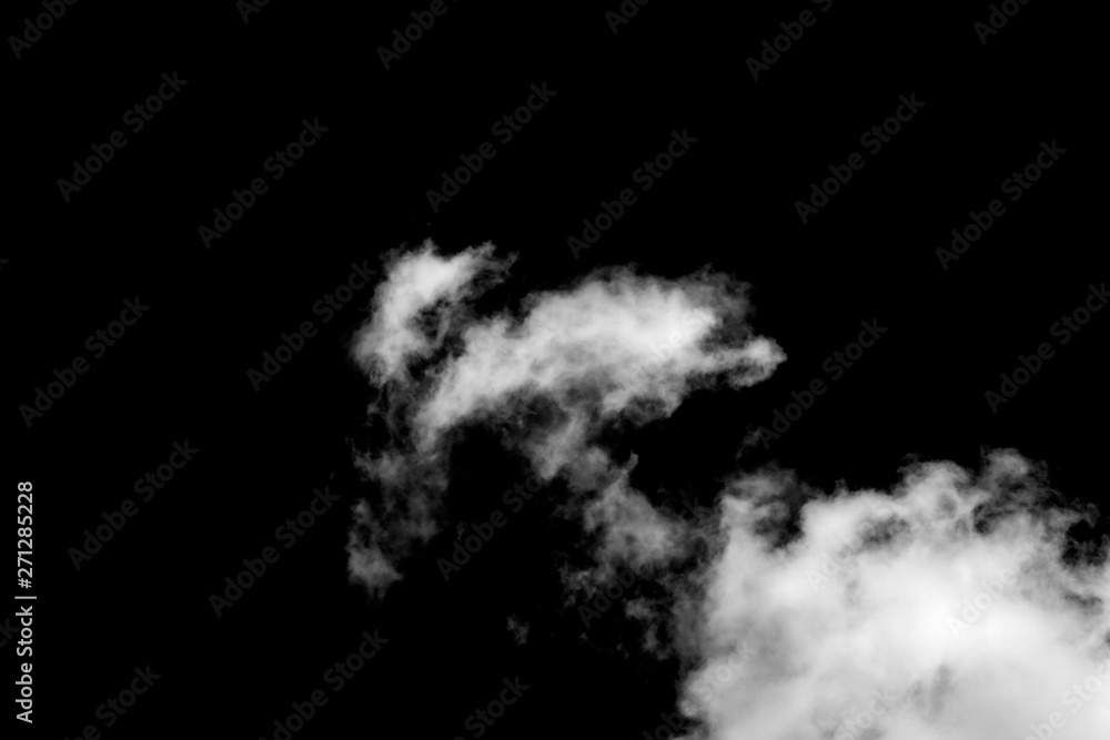 White cloud, Fluffy texture , Abstract, isolated on black background