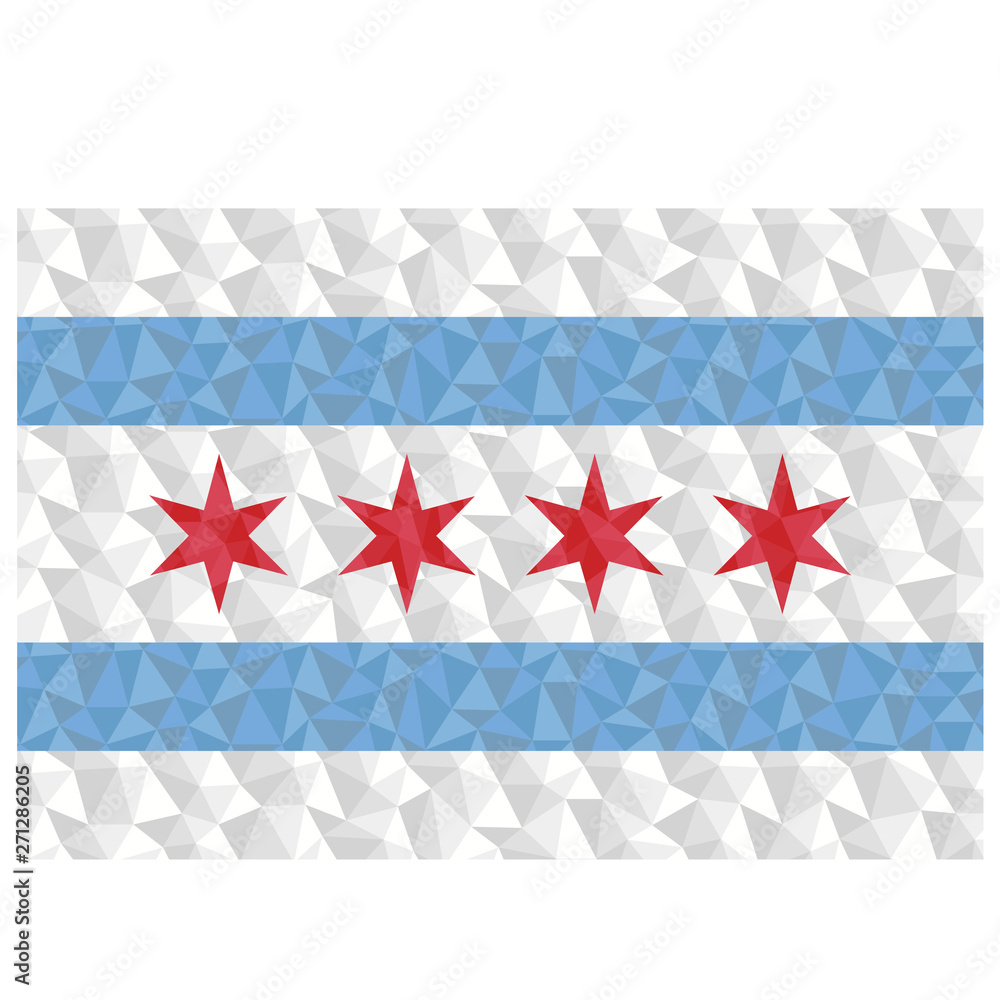 Fototapeta premium Polygonal flag of Chicago, U.S.A. in low poly style illustration 