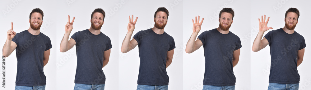 man counting with fingers from one to five man counting with fingers from one to five