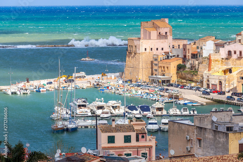 Fototapeta Naklejka Na Ścianę i Meble -  Italy. Sicily. View of Castellammare del Golfo.