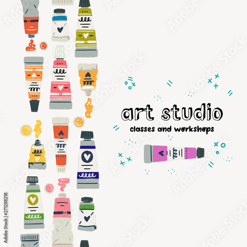 Paint tubes vertical seamless pattern