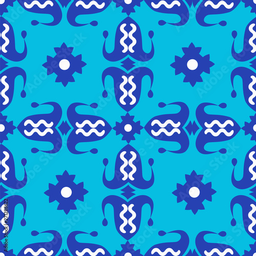 pattern with dark blue tulips on a blue background © Marina