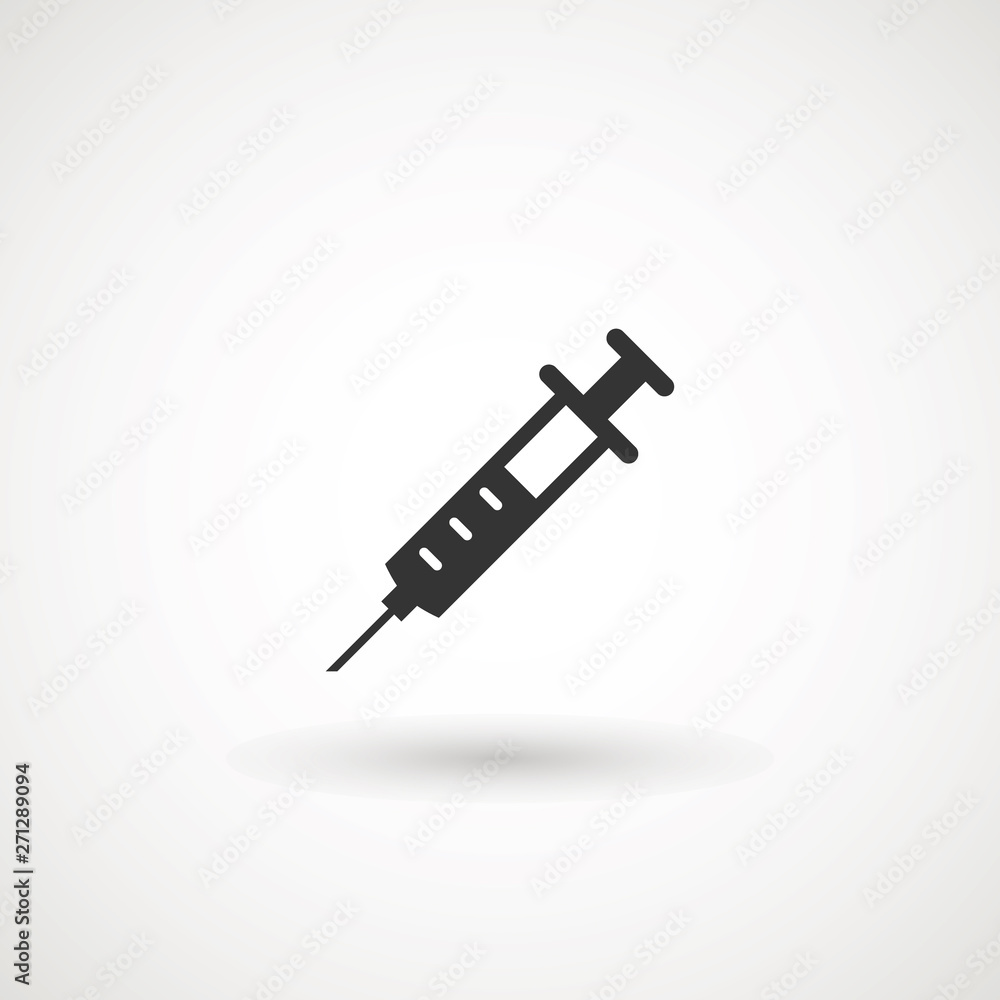 Syringe Injection Icon. Plastic medical syringe needle Syringe Injection Icon. Plastic medical syringe needle