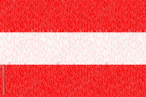 Österreich Flagge mit Bevölkerung, Strichmännchen