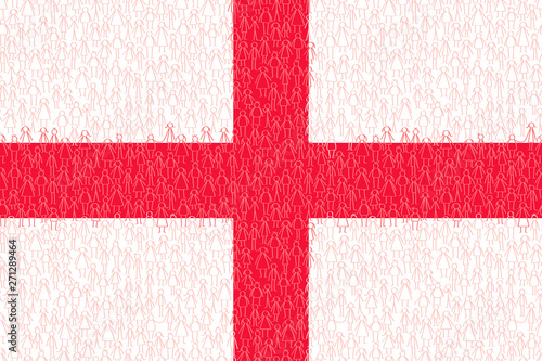 England Flagge mit Bevölkerung, Strichmännchen