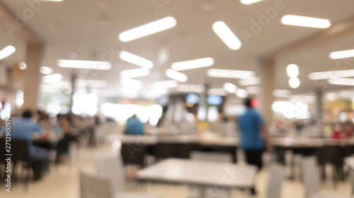 Blur of crowd sitting Eat food in the food court center at the shopping mall abstract background © Akira Kaelyn
