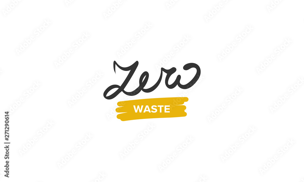 Waste Ink Lettering Zero waste. Handwritten vector lettering. Unique hand drawn nursery ...