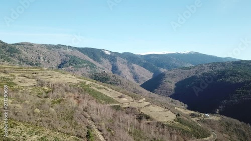 aerial view of pyrenean forest in Occitanie, Aude in the South of France
