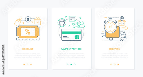 E-commerce - set of line design style vertical web banners