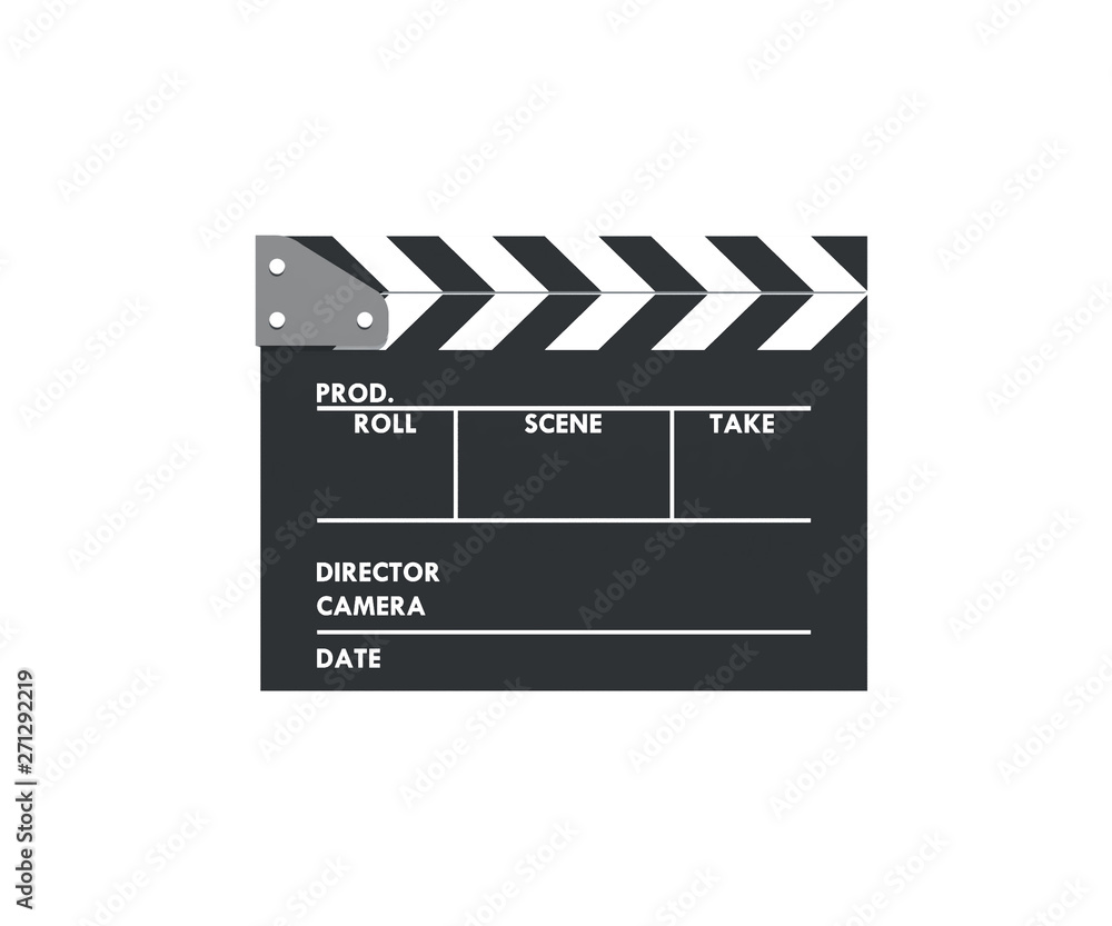 Clapperboard or Slate film on white background with Clipping path.