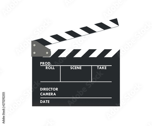 Clapperboard or Slate film on white background with Clipping path.