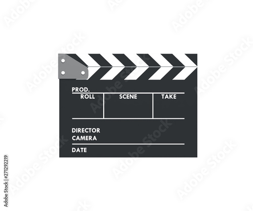 Clapperboard or Slate film on white background with Clipping path.