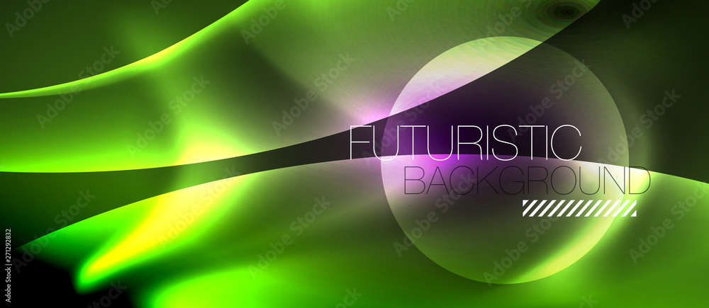 Glossy glowing neon light wave background Glossy glowing neon light wave background