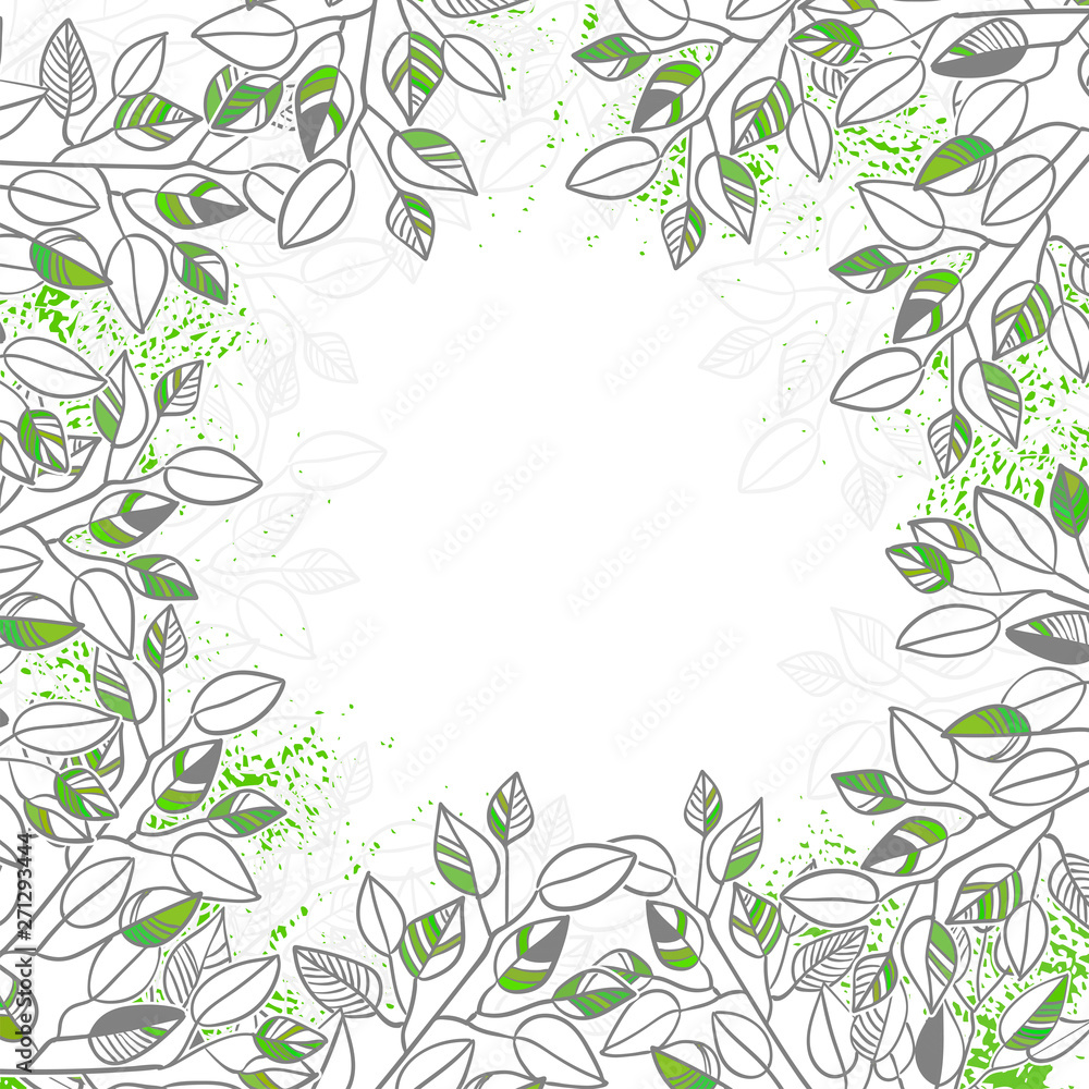 vector leaves green sketch vector illuatration cartoon style background vector leaves green sketch vector illuatration cartoon style background