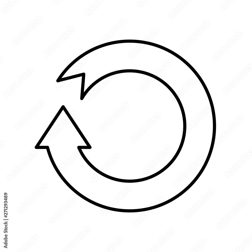 Flat linear icon of cyclic rotation, recycling recurrence, renewal. Flat linear icon of cyclic rotation, recycling recurrence, renewal.