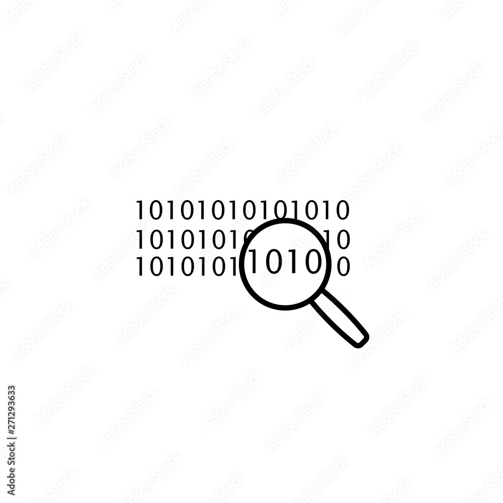 Digital Code under Magnifier simple icon Digital Code under Magnifier simple icon