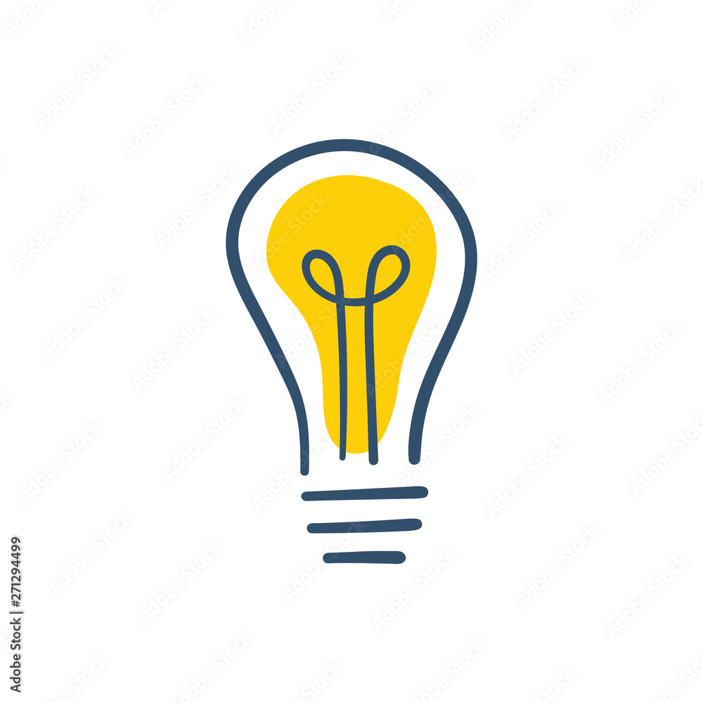 Light bulb doodle, hand drawn idea icon. Light bulb doodle, hand drawn idea icon.