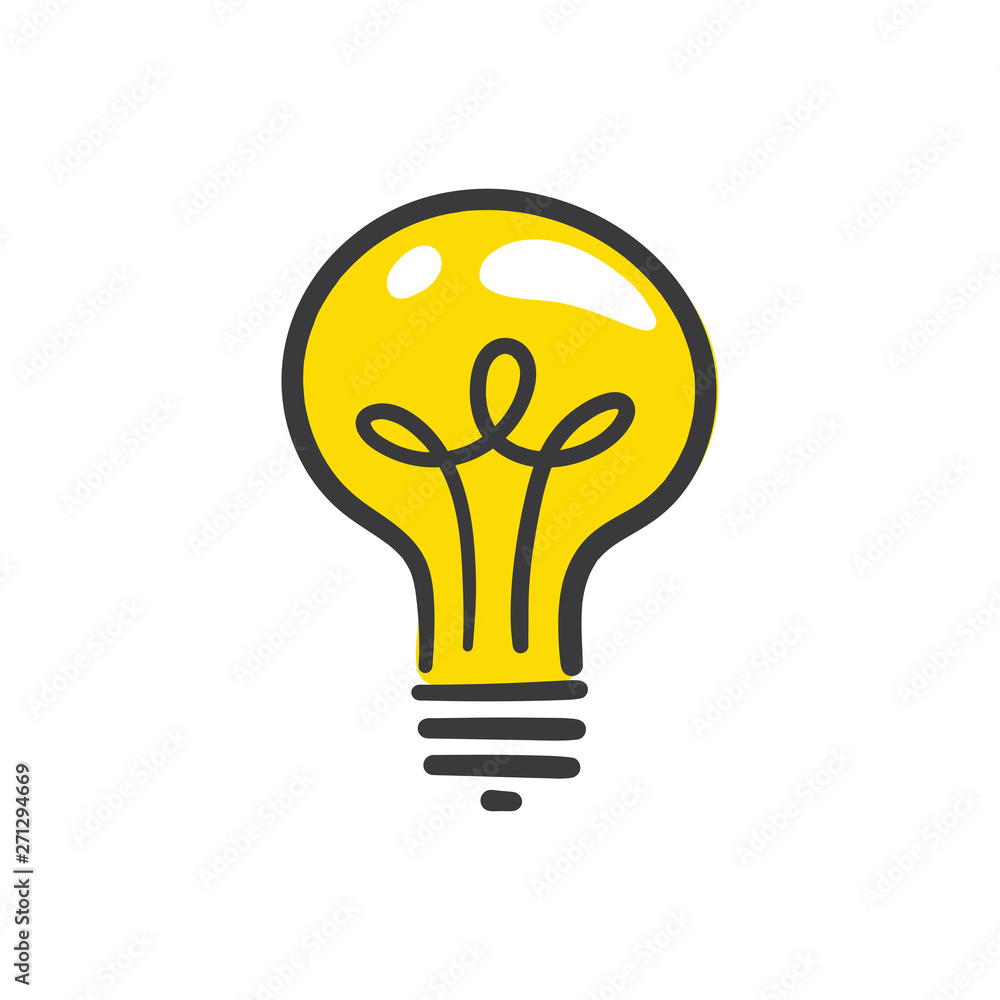 Light bulb doodle, hand drawn idea icon. Light bulb doodle, hand drawn idea icon.