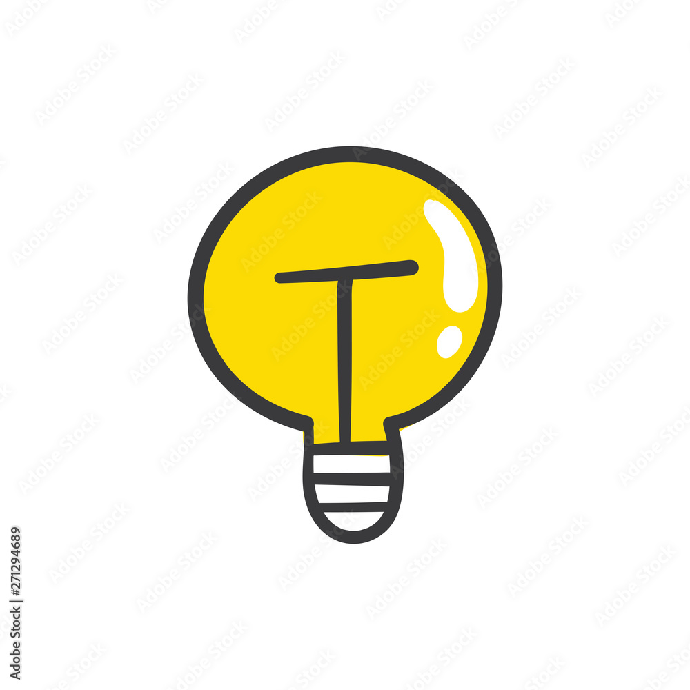 Light bulb doodle, hand drawn idea icon. Light bulb doodle, hand drawn idea icon.
