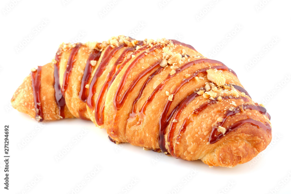 fresh croissant with chocolate isolated on white fresh croissant with chocolate isolated on white