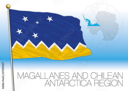 Chilean antarctic territory regional flag, Chile, vector illustration