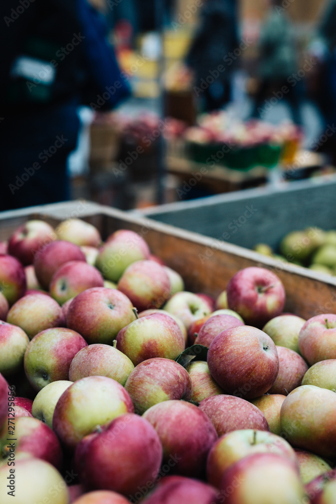 Fresh apples in a wooden crate Fresh apples in a wooden crate
