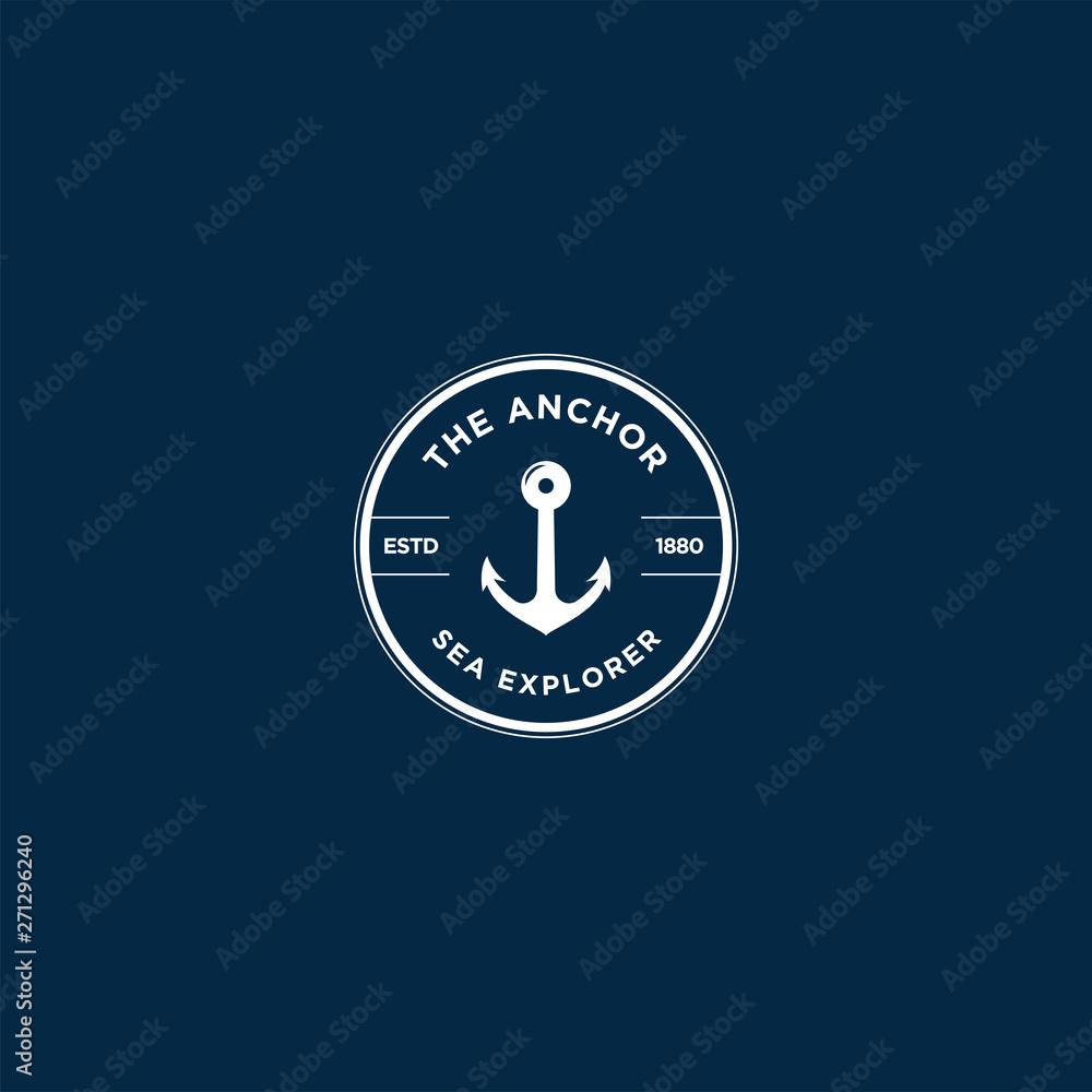marine retro emblems logo with anchor, anchor logo - vector marine retro emblems logo with anchor, anchor logo - vector