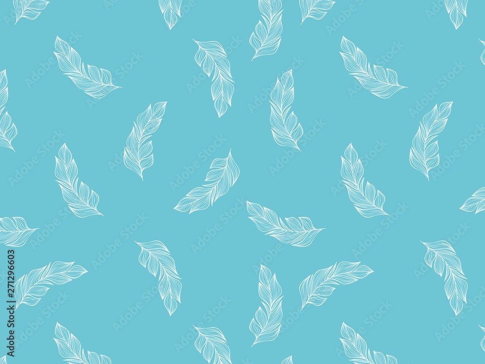 Feather pattern repeating texture. Trendy background with feathers of bird in boho style for wallpaper, wrapping paper, fabric, textile, cover Feather pattern repeating texture. Trendy background with feathers of bird in boho style for wallpaper, wrapping paper, fabric, textile, cover