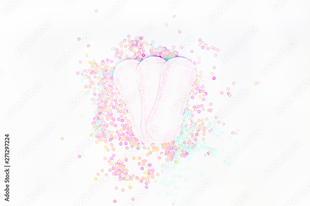 Daily sanitary napkins on white pearl background