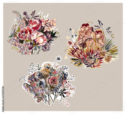 colorful vector design flower art painting decoration wallpaper bouquet design elements