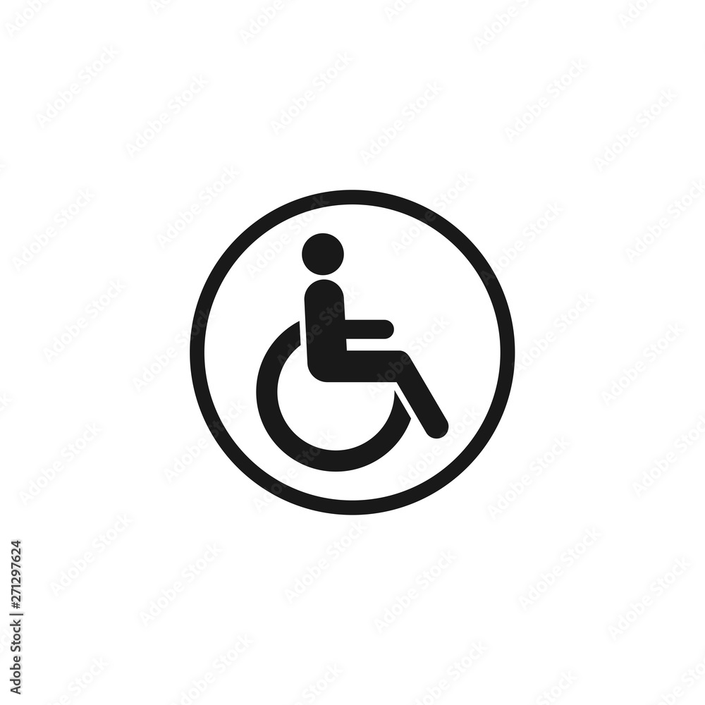 Disabled Handicap icon vector on white background. wheel chair symbol logo design illustration Disabled Handicap icon vector on white background. wheel chair symbol logo design illustration