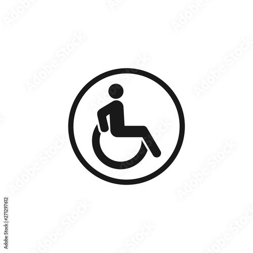 Disabled Handicap icon vector on white background. wheel chair symbol logo design illustration