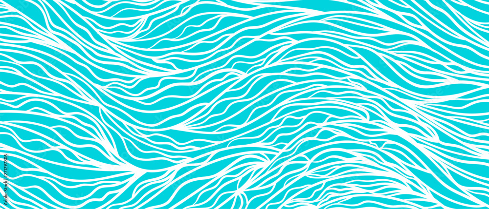 Naklejka Monochrome wave pattern. Colorful wavy background. Hand drawn lines. Stripe texture. Line art. Colored wallpaper