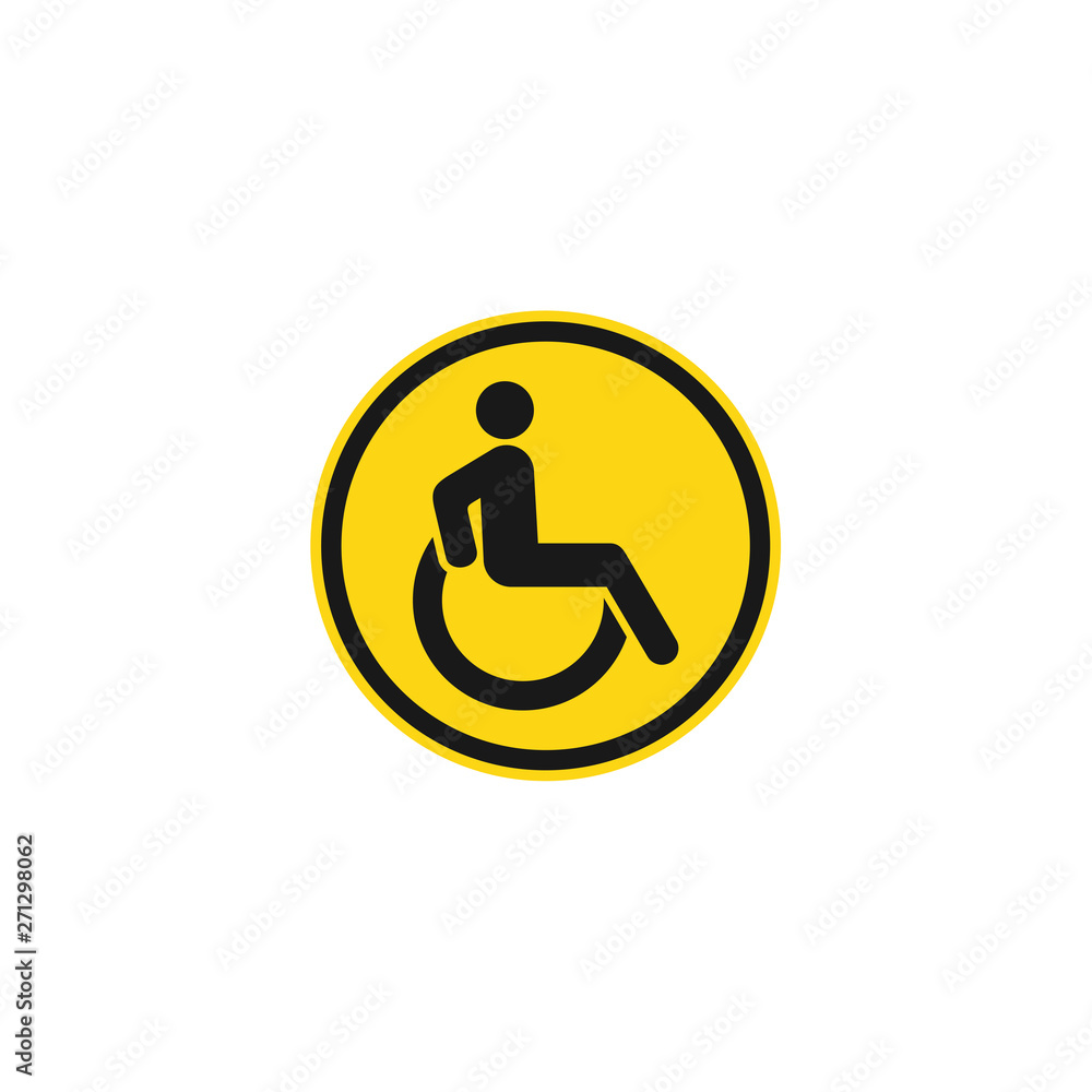 Disabled Handicap icon vector on white background. wheel chair symbol logo design illustration Disabled Handicap icon vector on white background. wheel chair symbol logo design illustration