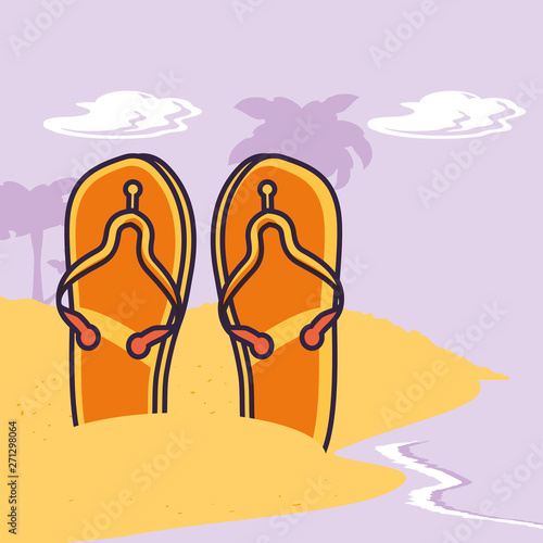 flip flops in beach summer scene