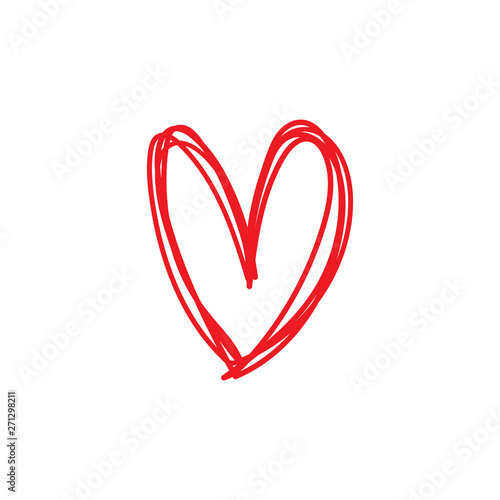 Hand drawn heart icon, love symbol. Sketched doodle illustration.