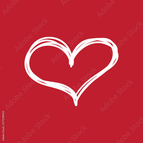 Hand drawn heart icon, love symbol. Sketched doodle illustration.
