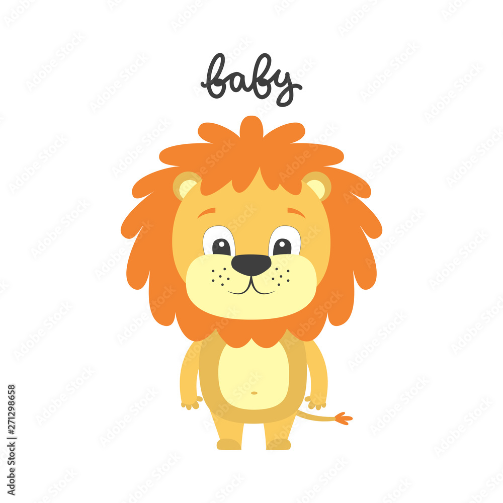 Obraz premium Vector illustration of cartoon lion.