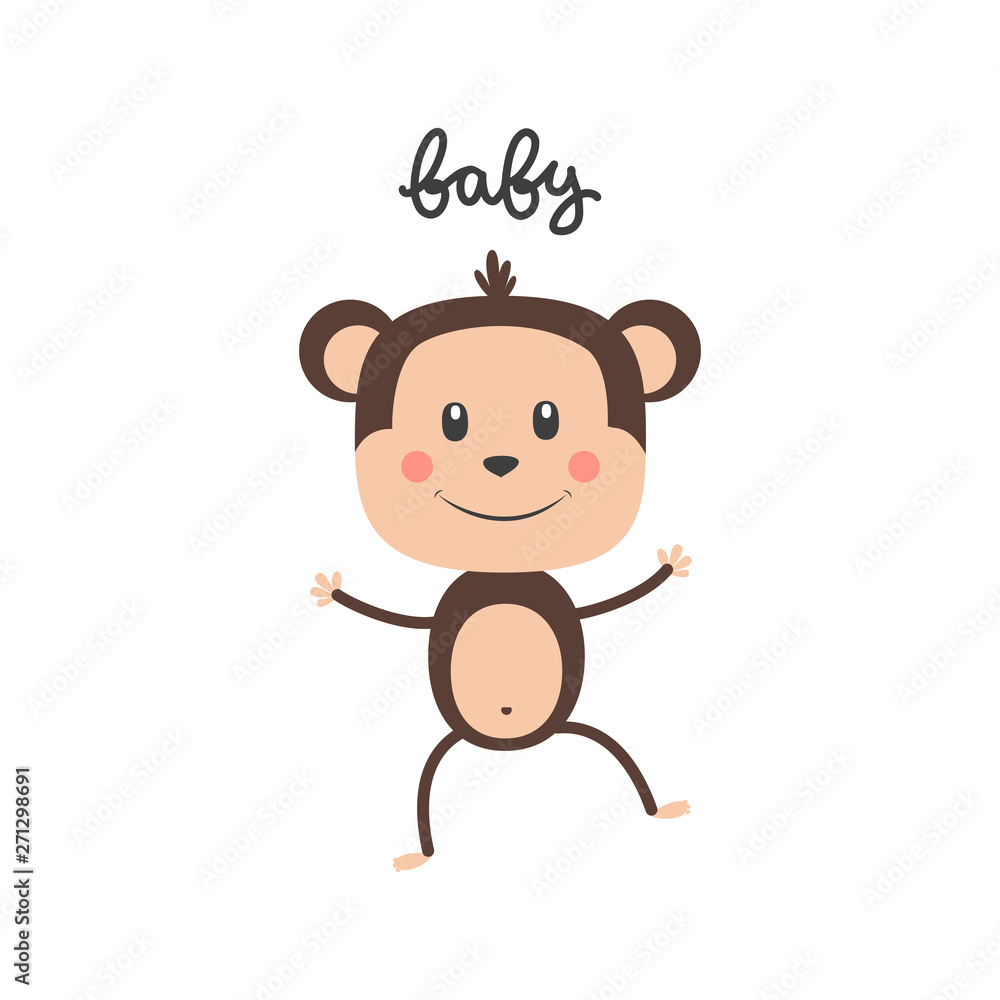 Vector illustration of cartoon monkey.