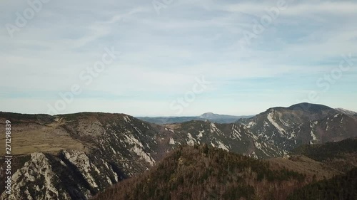 aerial view of pyrenean hill in Occitanie, Aude in the South of France