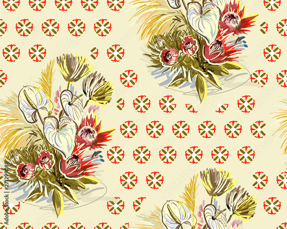 colorful vector design flower art painting decoration wallpaper