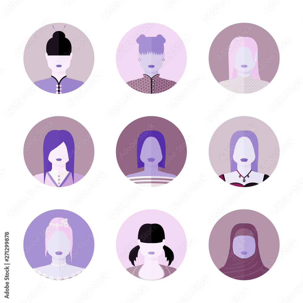 Vector people female face icon Vector people female face icon