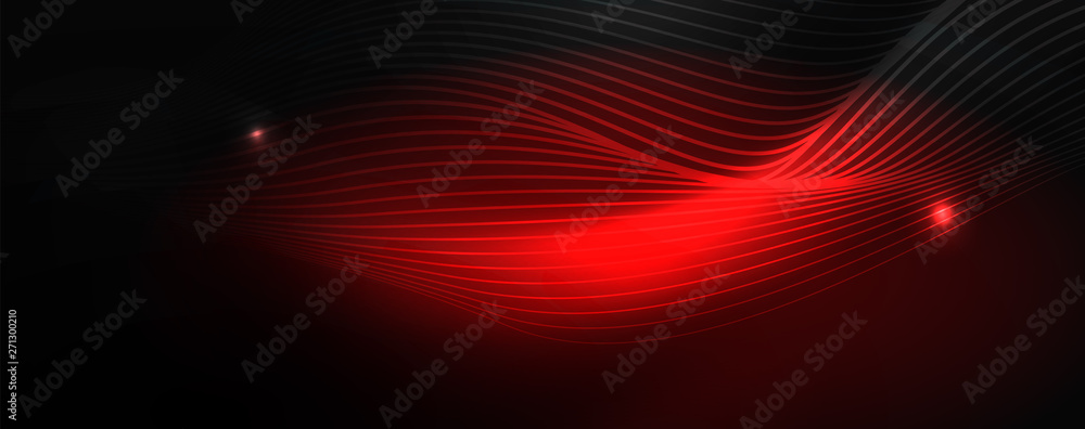 Smoky glowing waves in the dark. Dark abstract background with neon color light and wavy lines. Vector Smoky glowing waves in the dark. Dark abstract background with neon color light and wavy lines. Vector