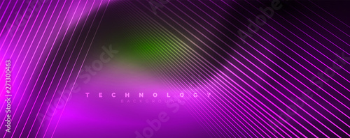 Vector neon light lines concept, abstract background