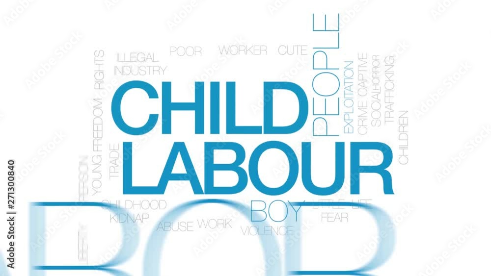 Child labour animated word cloud. Kinetic typography. Child labour animated word cloud. Kinetic typography.