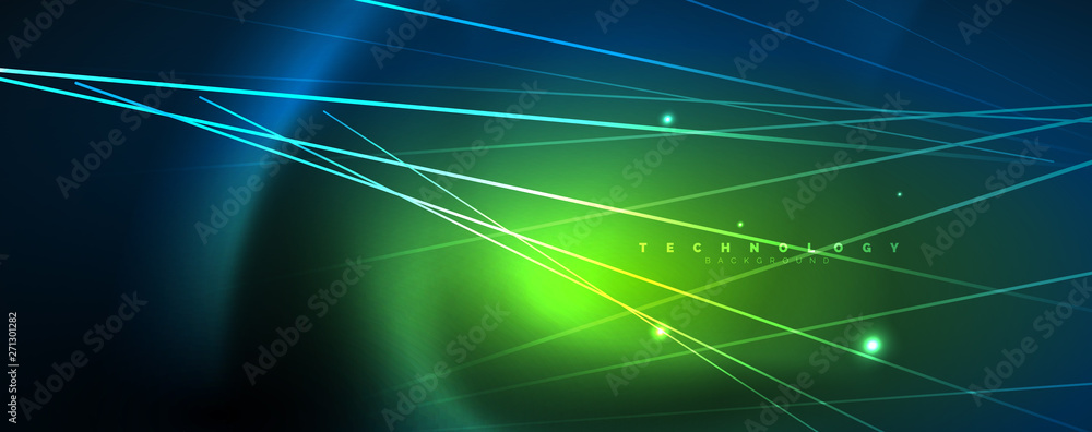 Neon blue glowing lines, magic energy space light concept, abstract background wallpaper design Neon blue glowing lines, magic energy space light concept, abstract background wallpaper design