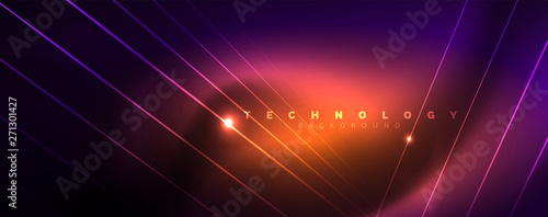 Color light with lines, outer space background, bright rays