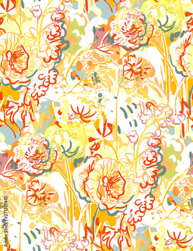 messy garden flower paint pattern vector textured