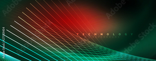 Vector neon light lines concept, abstract background